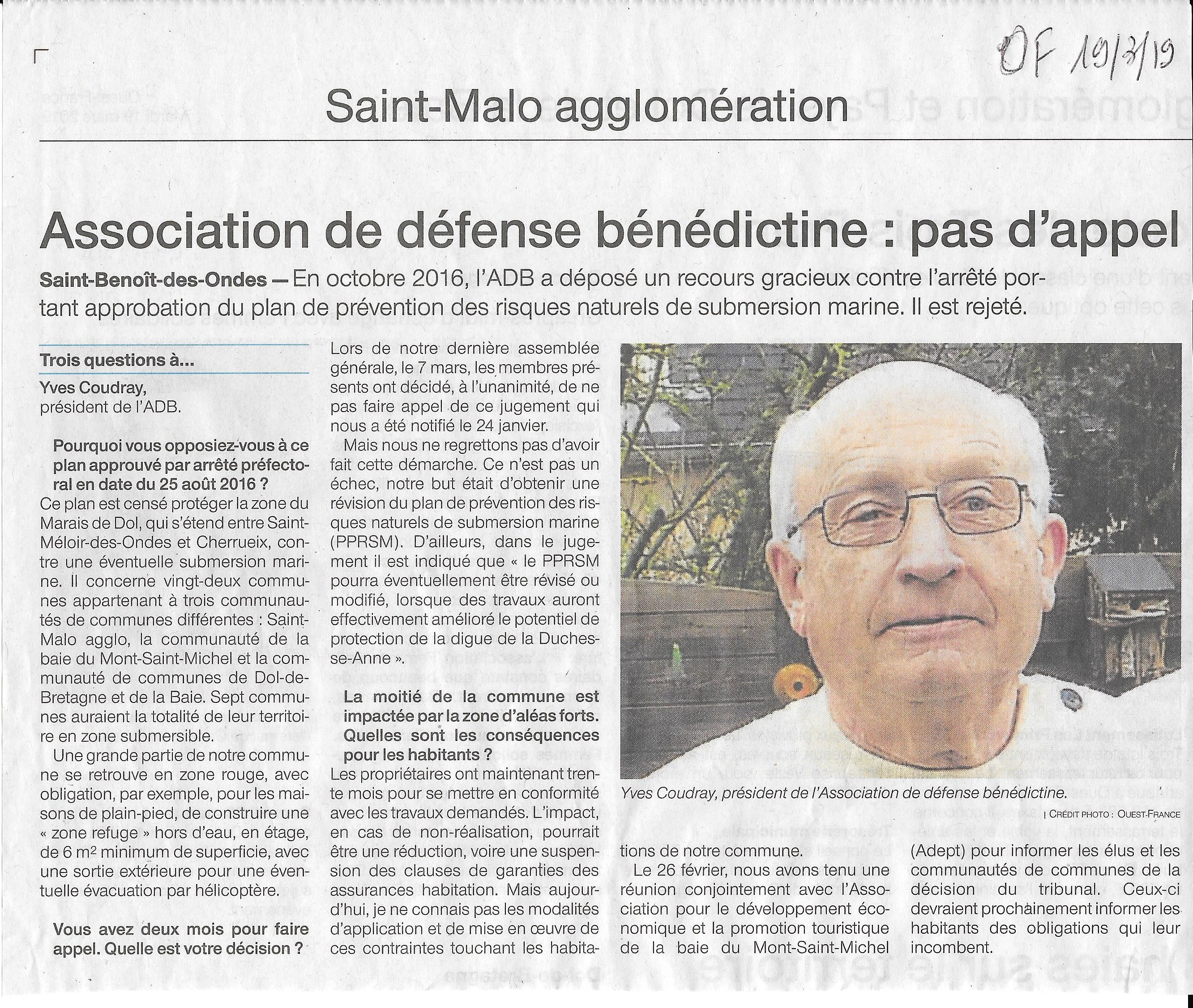Ouest-France du 19 mars 2019