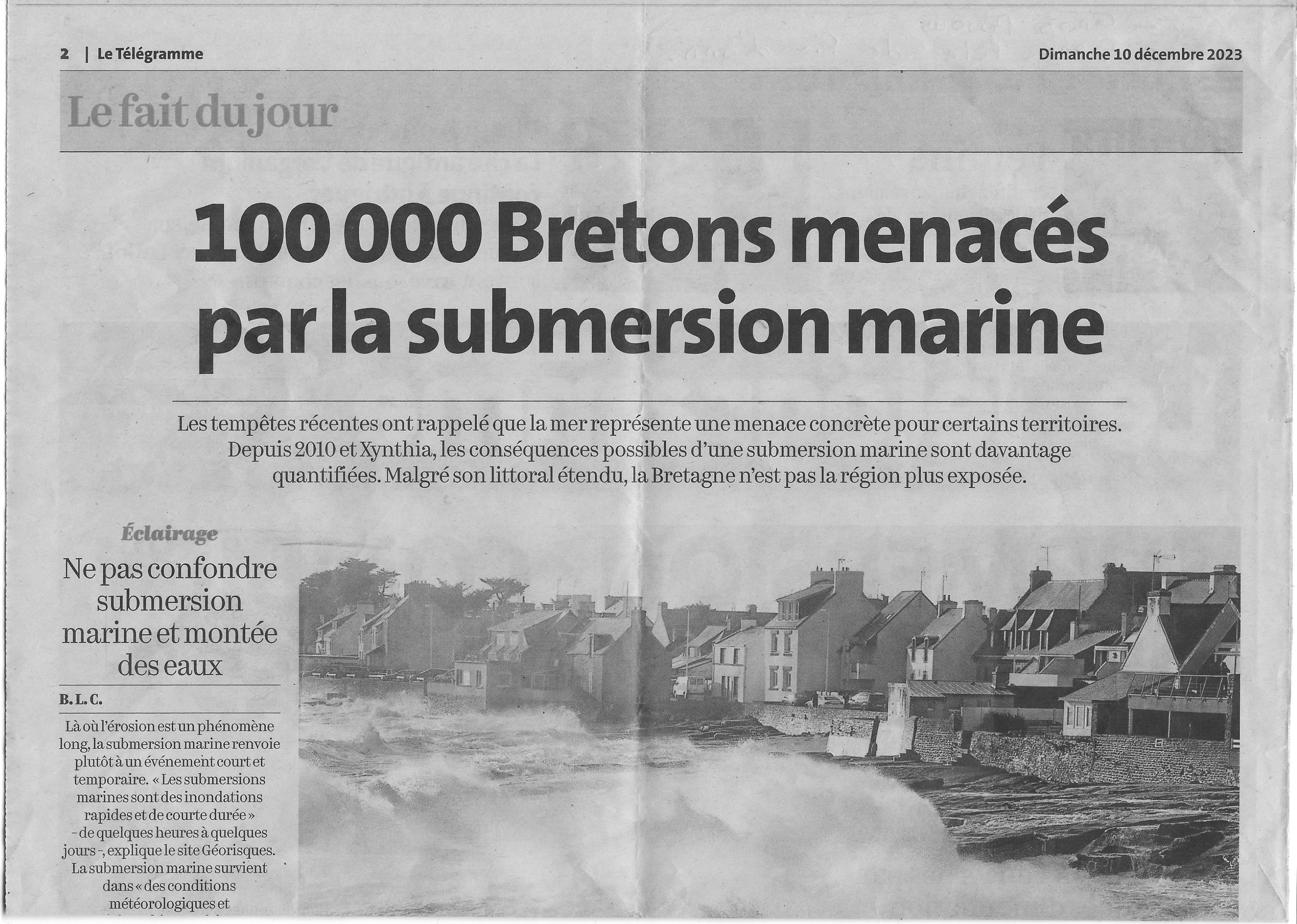 100 000 Bretons menacés par la submersion marine